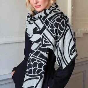 The Book Of Kells Reversible Celtic Winter Scarf Grey And Black
